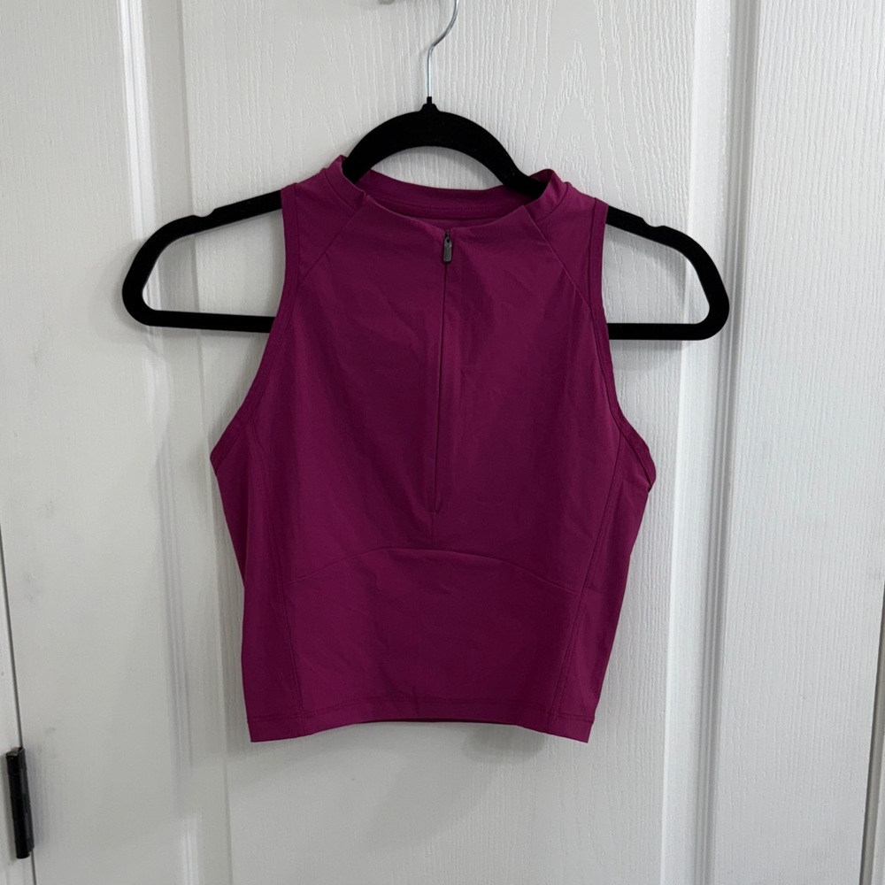 Athleta Cropped Sleeveless Zip Top Purple Women’s XS Athletic Tank - Picture 2 of 6